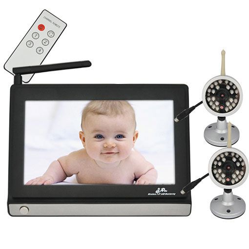 Vídeo sem fio babá eletrônica com monitor de LCD de 7 polegadas sem fio de 2,4 GHz e 2 câmera com controle remoto Vídeo sem fio babá eletrônica com monitor de LCD de 7 polegadas sem fio de 2,4 GHz e 2 câmera com controle remoto