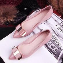 2014 new elegant bow flat shoes with singles 2-color optional solid OL flat shallow mouth shoes