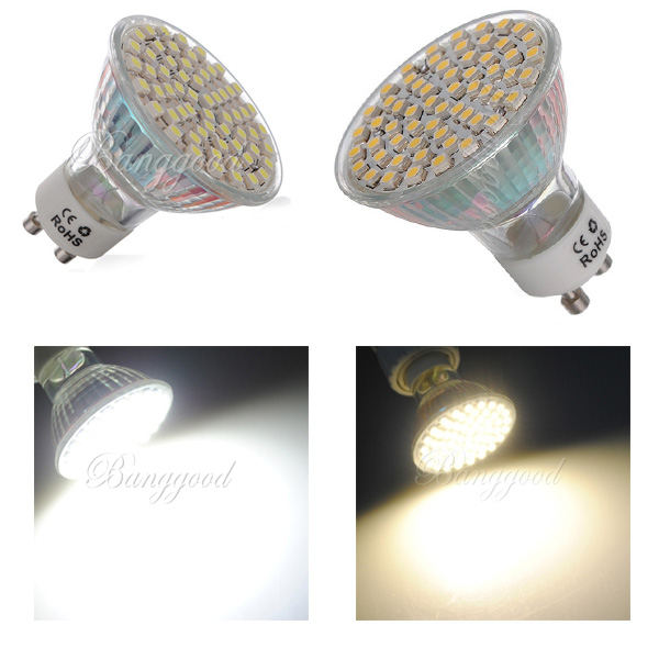 Best Price 6pcs lot GU10 3528 SMD 60 LED Pure White Warm White Spotlight Spot Lights