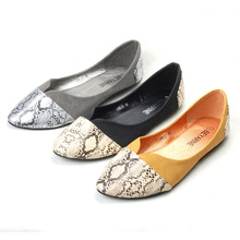 2014 spring women shoes plain serpentine pattern print pointed toe flat fashion hot-selling flats shoes