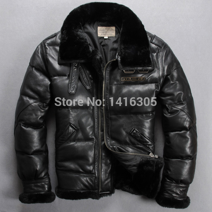 Aliexpress Mobile Global Ping For Apparel Phones Avirex Down Jacket Fashion Men S Fur Collar Genuine Leather Winter Coat Black Brown Motorcycle M L