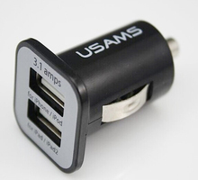 5V 3.1A USAMS dual port USB car charger 5V 3100mah for iPhone4/4S for iPAD1/2 for the new iPad