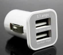 5V 3 1A USAMS dual port USB car charger 5V 3100mah for iPhone4 4S for iPAD1