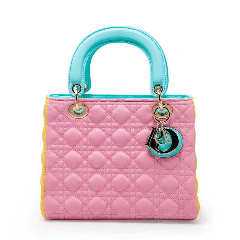 Hot sale Fashion women bag 2014 New style PU leather handbags multicolor Diamond lattice Woman bag