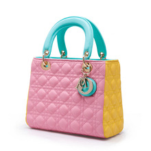 Hot sale Fashion women bag 2014 New style PU leather handbags multicolor Diamond lattice Woman bag