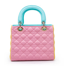 Hot sale Fashion women bag 2014 New style PU leather handbags multicolor Diamond lattice Woman bag