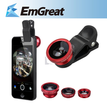 New Universal 3 in 1 Chip-on Photo Lenses Lente celular Fisheye Fish Eye Wide Angle for Iphone HTC Samsung Smartphone P0015693