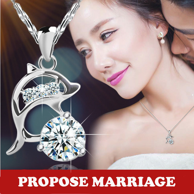Propose marriage Dolphin pendant fashion silver Anniversary gift jewelry 29 19294 Free shipping