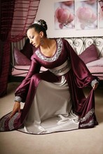 New Arrival Dubai Abaya Jalabiya Kaftans Fantasia musilim Evening Dress 2014 Long Sleeve Grape Purple