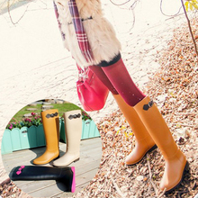 High fashion boots women’s long boots rainboots overstrung slim all-match women’s rain shoes