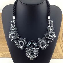 2014 new design high quality Black Rope chain jewelry fashion women color acrylic statement collar Necklaces