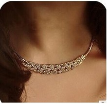 Bling Beauty Vintage Noble Wheat Ear Full Rhinestone Short Necklace Choker Necklace chunky Crystal Vintage Jewelry fashion N76