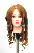 free shiping 80% real hair 22″ mannequin head  for salon school training heads dummy heads 27# hair clour
