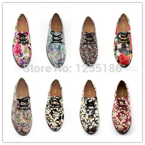 Vintage print 2014 HARAJUKU floral print cloth shoes single shoes flatbottomed women s shoes