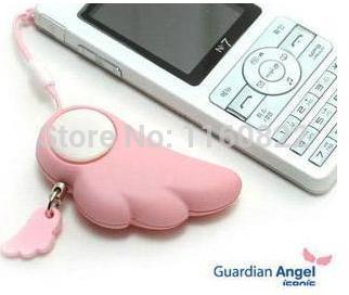 Free shipping wholesale Mini Flash Angel Wing Portable Self Protction Alarm bag mobile phone pendant wowen