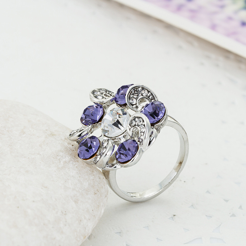 -Women-s-multi-color-flower-rings-crystal-wedding-ring-for-women ...
