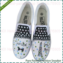 Eiffel Tower Style Women s Hand Painted Canvas Shoes Lady Four Seasons Casual Sneaker Female Korean