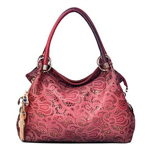 Free Shipping 2014 New Real Floral Vintage Zipper Big Bag Fashion Women Leather Handbags Good Quality
