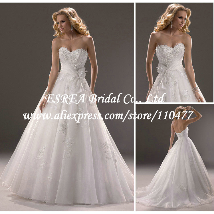 Embellished Sweetheart Enchanting Appliques White Princess Wedding Dress For Pregnant Bridal RG1684