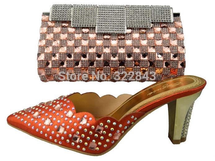 Free Shipping Fashion woman italian matching shoes and bags set party Italian shoe and bag set