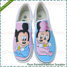 Lovely Mouse Style Women s Fashion Hand Painted Four Seasons Canvas Shoe Women Low Top Slip