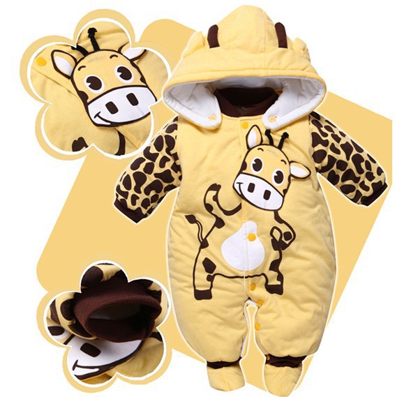 Baby Boy Girl Winter Newborn Baby Clothes Warm Romper 2014 Winter Jumpsuit Print Animal Costume Baby
