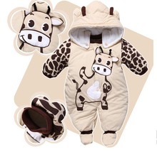 Baby Boy Girl Winter Newborn Baby Clothes Warm Romper 2014 Winter Jumpsuit Print Animal Costume Baby