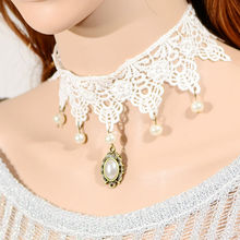 New 2015 Victorian Style Bride Jewelry Handmade White Lace Necklace Z5T12