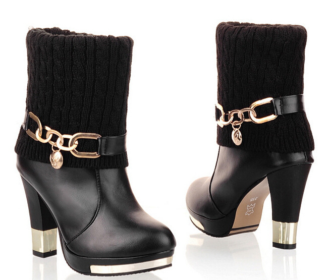 Free shipping In the fall of 2014 new metal chain wool waterproof Taiwan Ma Dingxue women