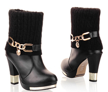 Free shipping In the fall of 2014 new metal chain wool waterproof Taiwan Ma Dingxue women