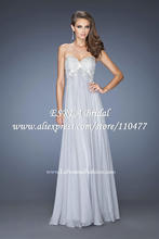 High Waist Fashion Elegant Sweetheart Appliques Grey Silver Bridesmaid Dress Long Chiffon HM603 Vestido Madrinha