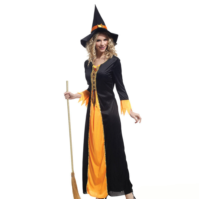 Female Witch Halloween classical cosplay costume adults perfect Fancy Masquerade party dress cos Witch