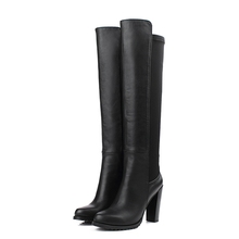 2014 New Arrival Genuine Leather Black Stretch Over The Knee Thigh High Heel Winter Autunmn Womens Girls Motorcycle Boots X698
