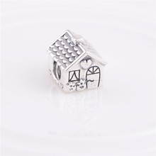 Fits Pandora Charms Bracelet 925 Sterling Silver Screw Beads European House Pattern Charm  DIY Jewelry Findings Free Shipping