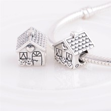Fits Pandora Charms Bracelet 925 Sterling Silver Screw Beads European House Pattern Charm DIY Jewelry Findings