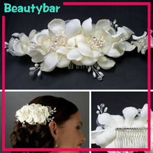 European Style Elegant Bride Wedding Hair Accessories Flower Pearl Bridal Head Flower Lace Headdress With Comb