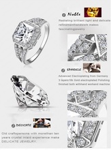 2015 New Arrival Square Ring Platinum Plated 18K Gold Plated Clear AAA Swiss Cubic Zirconia Inlayed