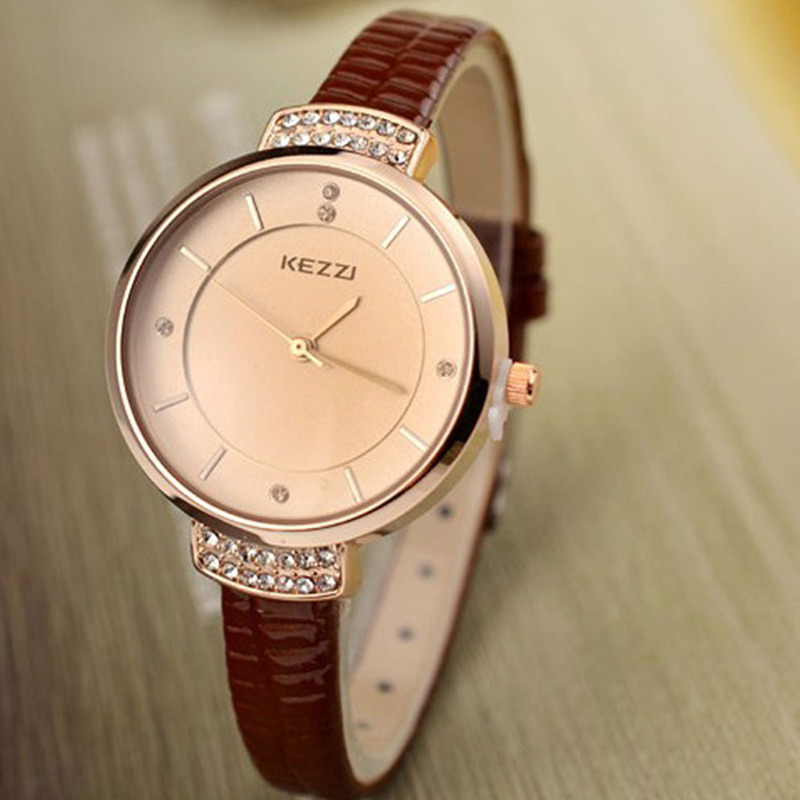 1pcs lot High Quality KEZZI Brand Leather Strap Watches Women Dress Watch Waterproof Ladies Quartz Watch