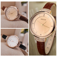 1pcs lot High Quality KEZZI Brand Leather Strap Watches Women Dress Watch Waterproof Ladies Quartz Watch