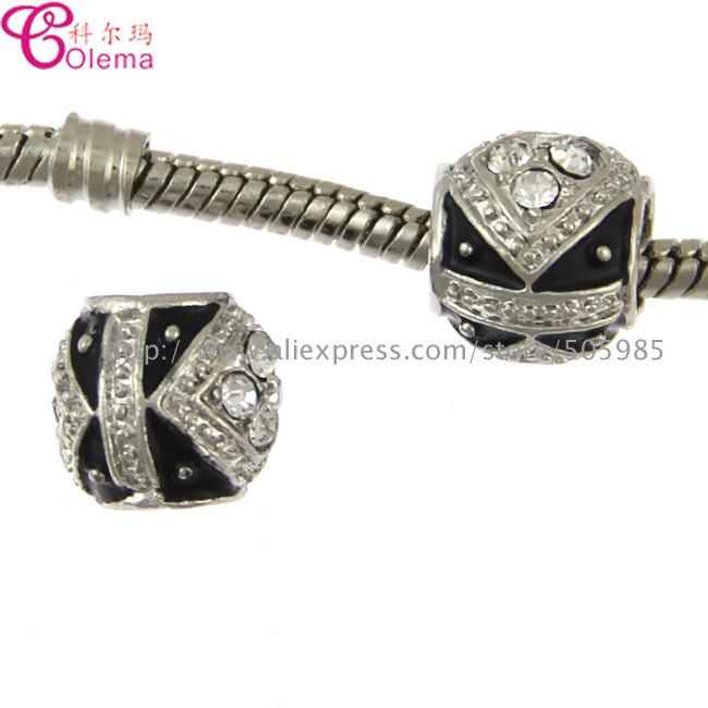 New silver 925 charm European Bead Core Charm white Rhinestone fit pandora charm bracelets free shipping