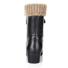  2014 Size4 14 Women Martin Boots Sexy European Style Med heel Round Toe Square heels