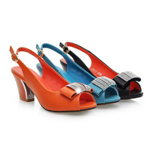 2014 Fashion Sexy Chunky Heels Platform Peep Toe Rhinestone Bowtie Summer Shoes Dress Casual Sandals for
