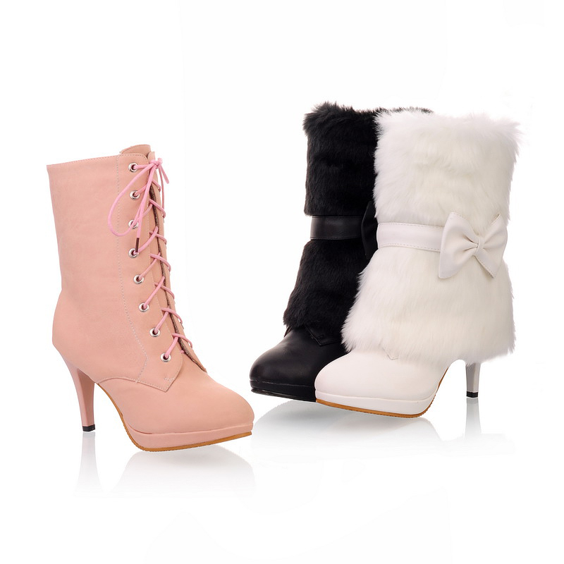 Free Shipping Big Size 32 43 New 2013 Sexy High Heels Imitation Fur Half Knee High