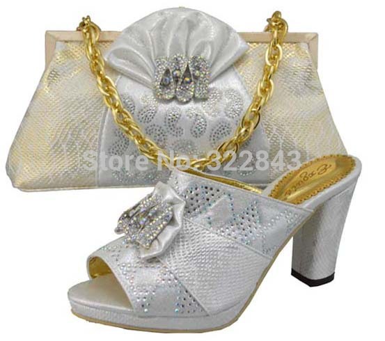 FREE SHIPPING fashion matching shoes and bag set for wedding high quality italian design shoes and
