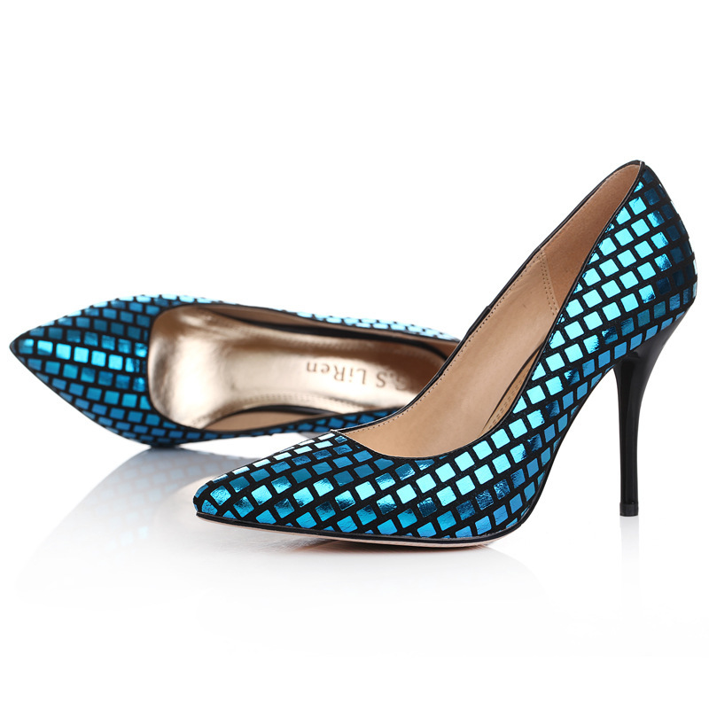 Women Sexy Glitter High Heel Pumps Closed Pointed Toe Party Shoes