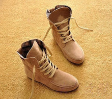 2014 New Women Flat Ankle Snow Motorcycle Boots Female Suede Leather Lace-Up Martin Boot 8 Colors