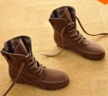 2014 New Women Flat Ankle Snow Motorcycle Boots Female Suede Leather Lace Up Martin Boot 8