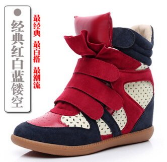 ASH Fashion Breathable Rivet Wedges Sneakers Genuine Leather 19 styles Size 35 41 Height Increasing 6cm
