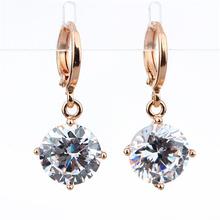 18K Gold Plated Round Clear Cupid Cut Cubic Zirconia CZ  Swing Drop Dangle Earring For Girls Womens