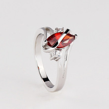 New Arrival 2014 Nice Marquise Wedding Sterling Ring For Women Fashion Design Red Topaz Anel Femininas